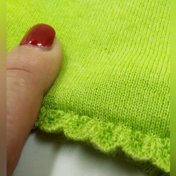 Cashmere Maria Sartini  Cotton Blend Sweater SZ 44 Neon Green - Picture 14 of 16